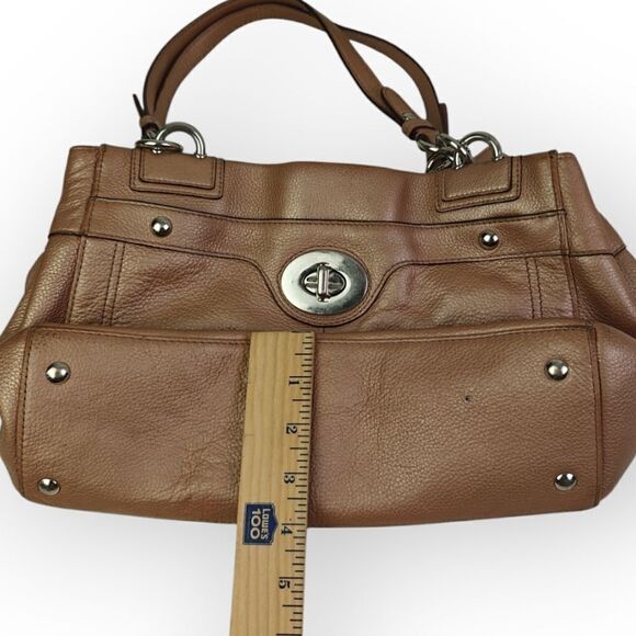 VTG COACH METALLIC GENUINE LEATHER TURN LOCK TOTE SHOULDER BAG HANDBAG PURSE - Picture 9 of 12